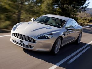 Preview wallpaper aston martin, rapide, 2009, silver, front view, asphalt