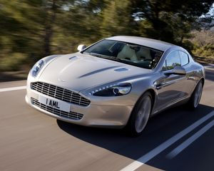 Preview wallpaper aston martin, rapide, 2009, silver, front view, asphalt