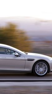 Preview wallpaper aston martin, rapide, 2009, silver, side view, speed