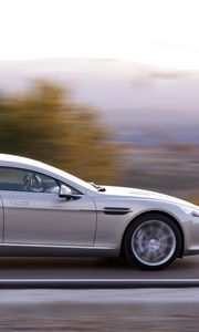 Preview wallpaper aston martin, rapide, 2009, silver, side view, speed