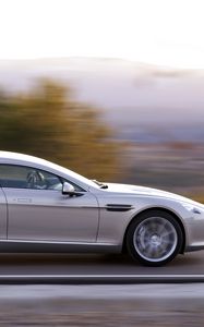 Preview wallpaper aston martin, rapide, 2009, silver, side view, speed