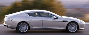 Preview wallpaper aston martin, rapide, 2009, silver, side view, speed