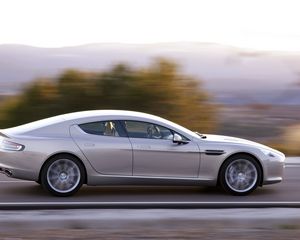 Preview wallpaper aston martin, rapide, 2009, silver, side view, speed