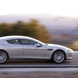 Preview wallpaper aston martin, rapide, 2009, silver, side view, speed