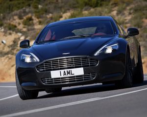 Preview wallpaper aston martin, rapide, 2009, black, front view, style, asphalt