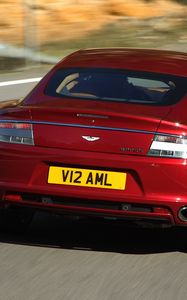 Preview wallpaper aston martin, rapide, 2009, red, rear view, car, asphalt