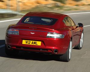 Preview wallpaper aston martin, rapide, 2009, red, rear view, car, asphalt