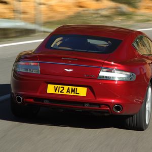 Preview wallpaper aston martin, rapide, 2009, red, rear view, car, asphalt