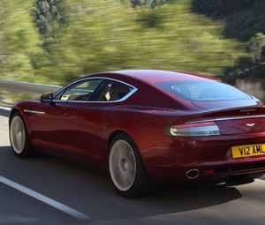 Preview wallpaper aston martin, rapide, 2009, red, side view, style, speed