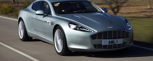 Preview wallpaper aston martin, rapide, 2009, silver, front view, cars, mountains