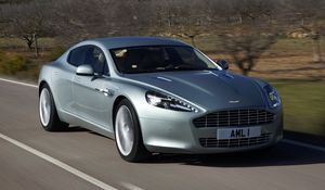 Preview wallpaper aston martin, rapide, 2009, silver, front view, cars, mountains