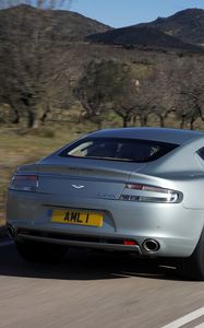 Preview wallpaper aston martin, rapide, 2009, silver, rear view, nature