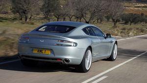 Preview wallpaper aston martin, rapide, 2009, silver, rear view, nature