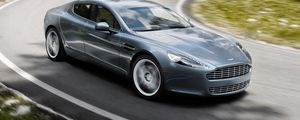 Preview wallpaper aston martin, rapide, 2009, gray, side view, speed