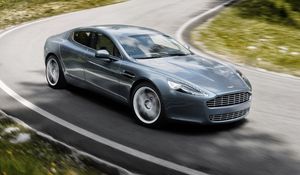 Preview wallpaper aston martin, rapide, 2009, gray, side view, speed