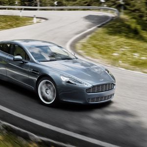 Preview wallpaper aston martin, rapide, 2009, gray, side view, speed