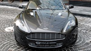 Preview wallpaper aston martin, rapide, 2011, black, front view, street