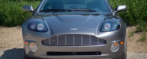 Preview wallpaper aston martin, v12, vanquish, 2001, gray, front view, auto