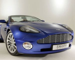 Preview wallpaper aston martin, v12, vanquish, 2004, blue, front view, style, auto