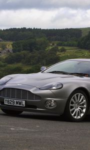 Preview wallpaper aston martin, v12, vanquish, 2001, gray, side view, cars, nature