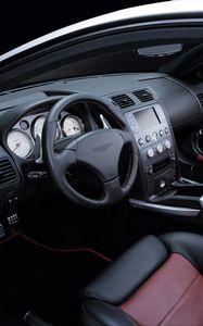 Preview wallpaper aston martin, v12, vanquish, 2004, salon, interior, steering wheel, speedometer