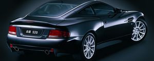 Preview wallpaper aston martin, v12, vanquish, 2004, black, side view, style
