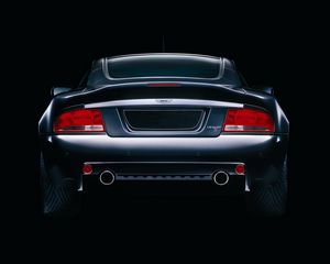 Preview wallpaper aston martin, v12, vanquish, 2004, black, rear view, style