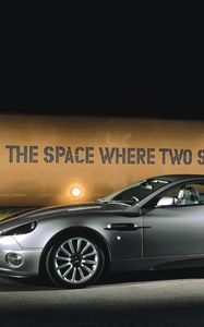 Preview wallpaper aston martin, v12, vanquish, 2001, gray, side view, cars, asphalt