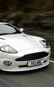 Preview wallpaper aston martin, v12, vanquish, 2004, white, front view, cars, speed