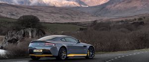 Preview wallpaper aston martin, v12, vantage s, side view, mountains