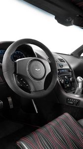 Preview wallpaper aston martin, v12, zagato, salon, interior, steering wheel, speedometer