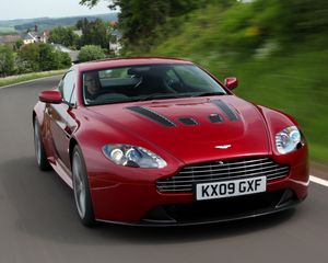 Preview wallpaper aston martin, v12, zagato, 2012, red, front view, cars, style, speed, nature