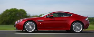 Preview wallpaper aston martin, v12, zagato, red, side view, cars, speed, nature