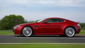 Preview wallpaper aston martin, v12, zagato, red, side view, cars, speed, nature