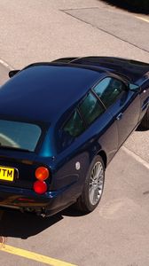 Preview wallpaper aston martin, v8, 2005, blue, top view, style, asphalt