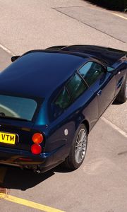 Preview wallpaper aston martin, v8, 2005, blue, top view, style, asphalt