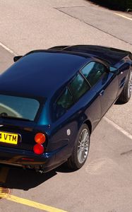 Preview wallpaper aston martin, v8, 2005, blue, top view, style, asphalt