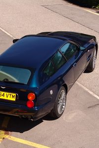 Preview wallpaper aston martin, v8, 2005, blue, top view, style, asphalt