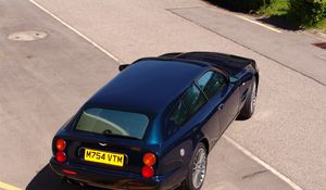 Preview wallpaper aston martin, v8, 2005, blue, top view, style, asphalt