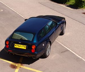 Preview wallpaper aston martin, v8, 2005, blue, top view, style, asphalt