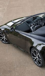 Preview wallpaper aston martin, v8, 2010, black, top view, cars, style, cabriolet