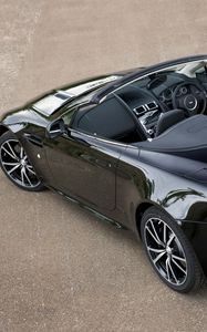 Preview wallpaper aston martin, v8, 2010, black, top view, cars, style, cabriolet