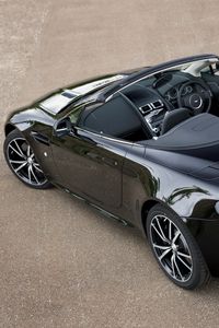 Preview wallpaper aston martin, v8, 2010, black, top view, cars, style, cabriolet