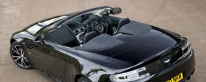 Preview wallpaper aston martin, v8, 2010, black, top view, cars, style, cabriolet