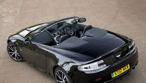 Preview wallpaper aston martin, v8, 2010, black, top view, cars, style, cabriolet