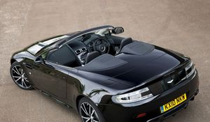 Preview wallpaper aston martin, v8, 2010, black, top view, cars, style, cabriolet