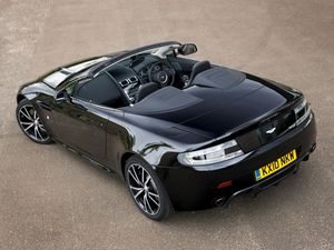 Preview wallpaper aston martin, v8, 2010, black, top view, cars, style, cabriolet