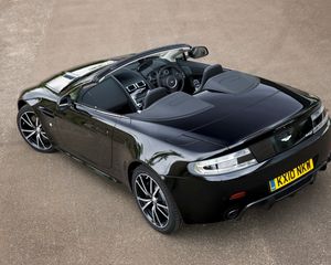 Preview wallpaper aston martin, v8, 2010, black, top view, cars, style, cabriolet