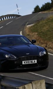 Preview wallpaper aston martin, v8, 2010, black, front view, style, track