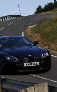 Preview wallpaper aston martin, v8, 2010, black, front view, style, track